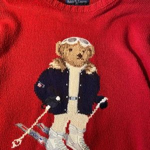 Vintage Ralph Lauren Teddy Bear Skiing Sweater